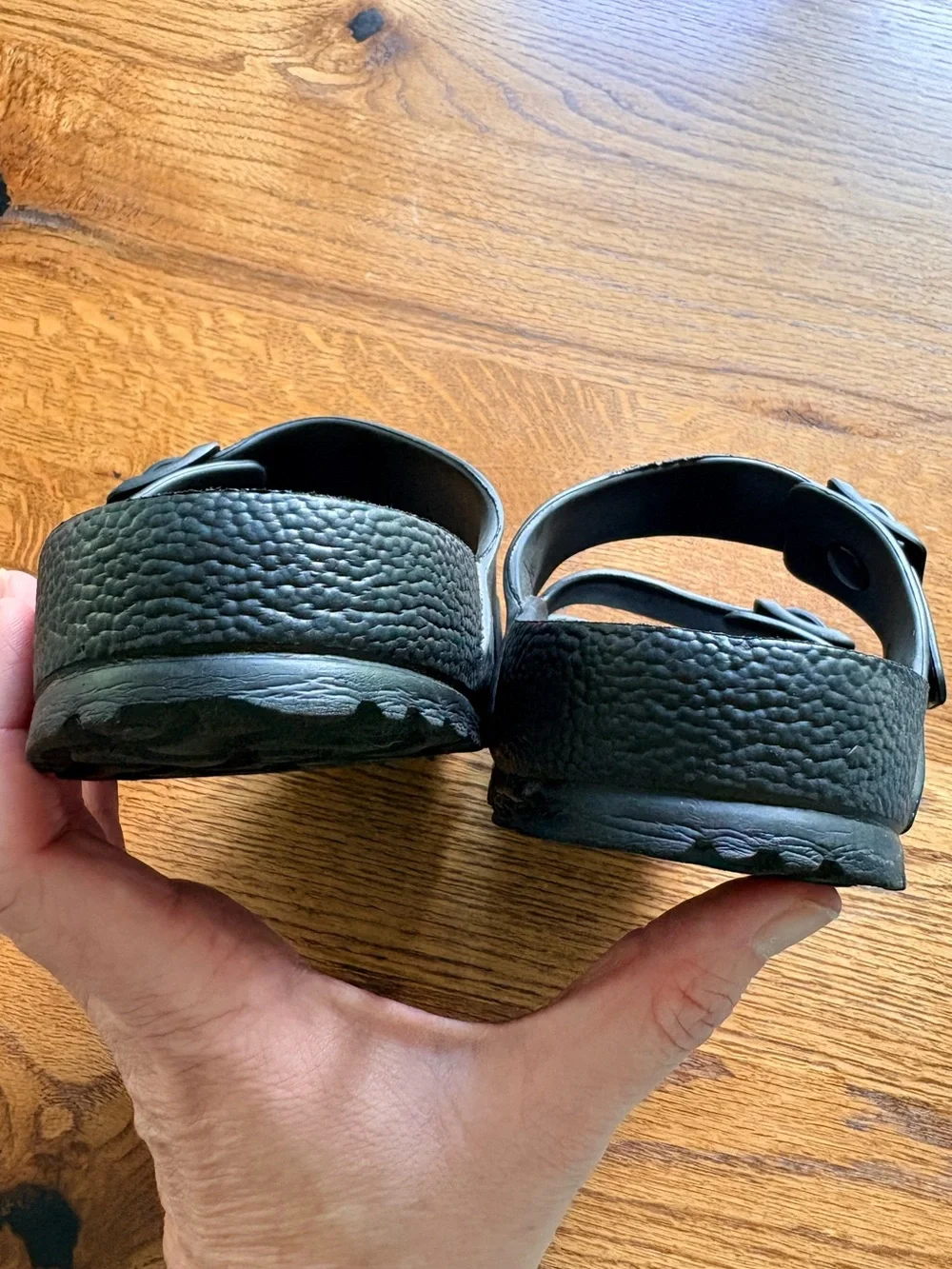 Birkenstock Arizona EVA Black Two-Strap Sandals with Buckles- mens 8, ladies 10.